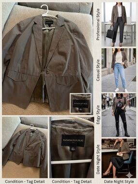 Banana Republic Khaki Tan Tailored Blazer - Size 10 - Professional Workwear